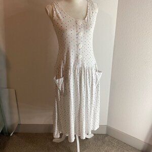 Vintage rainbow polka dot midi dress